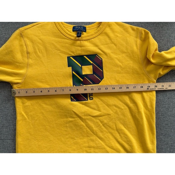 Men's Polo Ralph Lauren Letterman P Patch Sweatshirt Yellow Sz XL - Picture 7 of 9